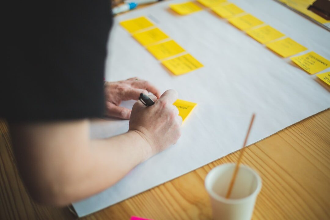 writer brainstorming on paper