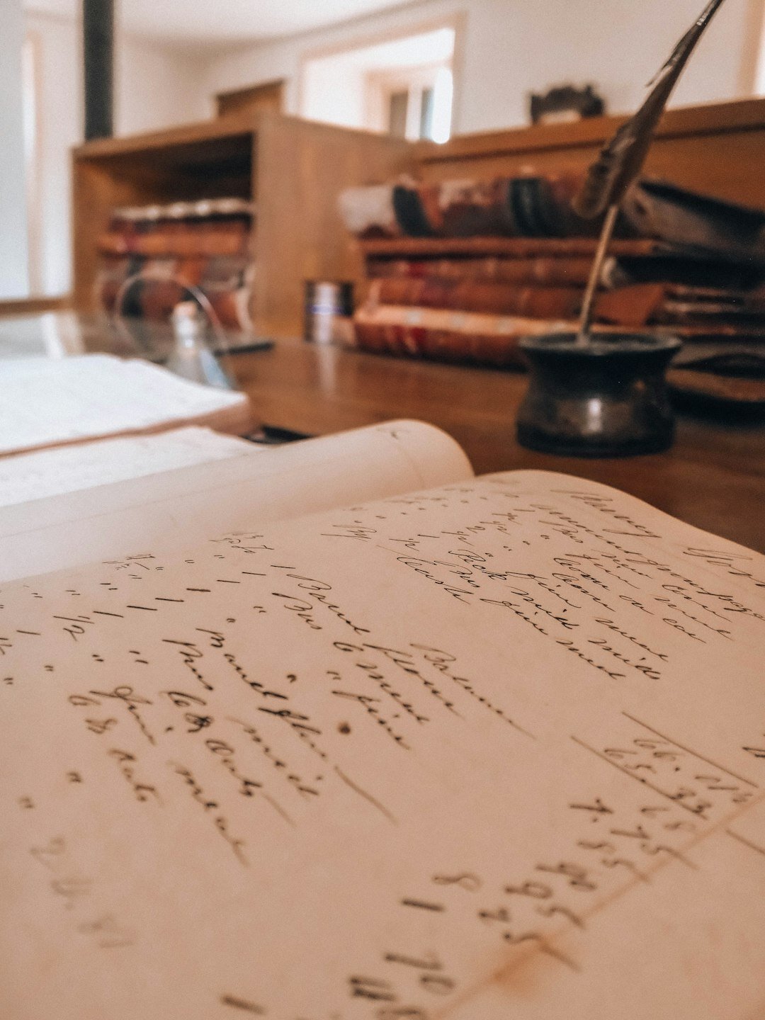 old historical documents on table